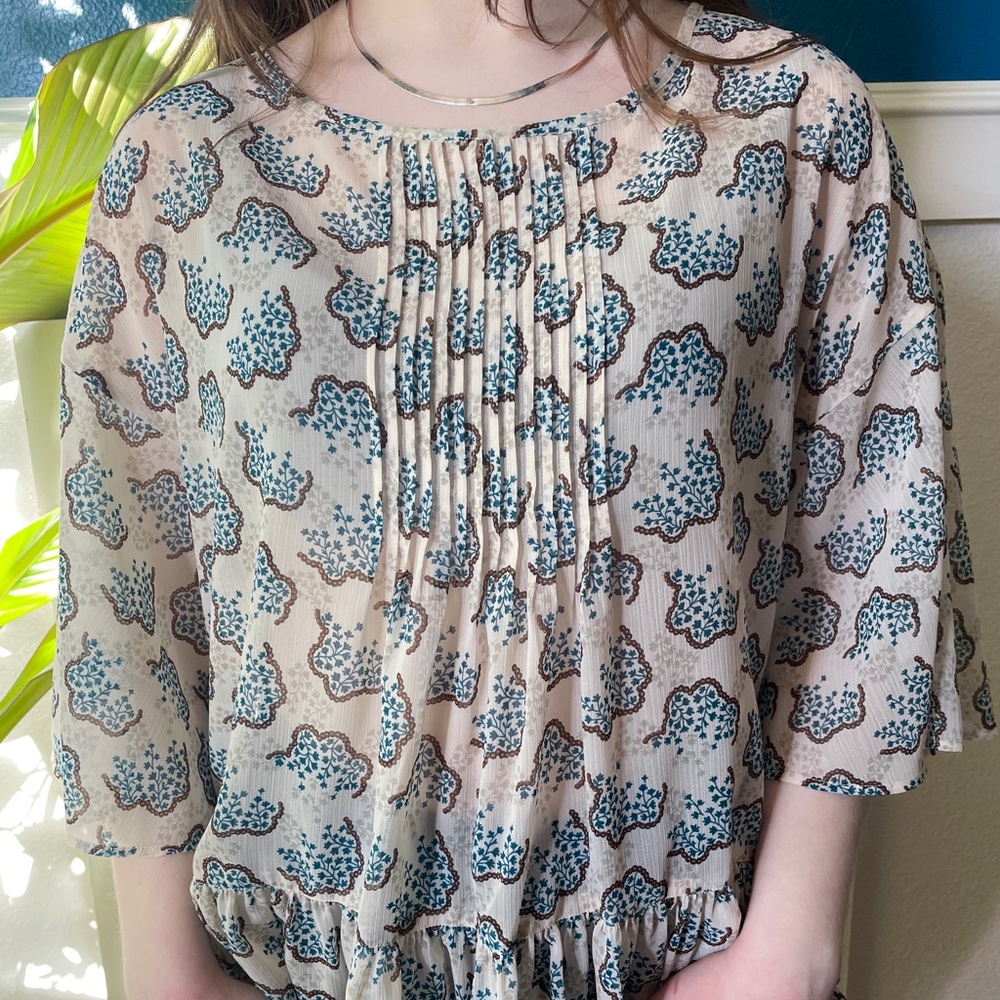 Anna Sui for Uniqlo 3/4 Sleeve Blouse Cream XS